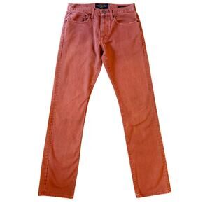 Lucky Brand Women Jeans Distressed 121 Heritage Slim Button-Fly Brick Red 29x32